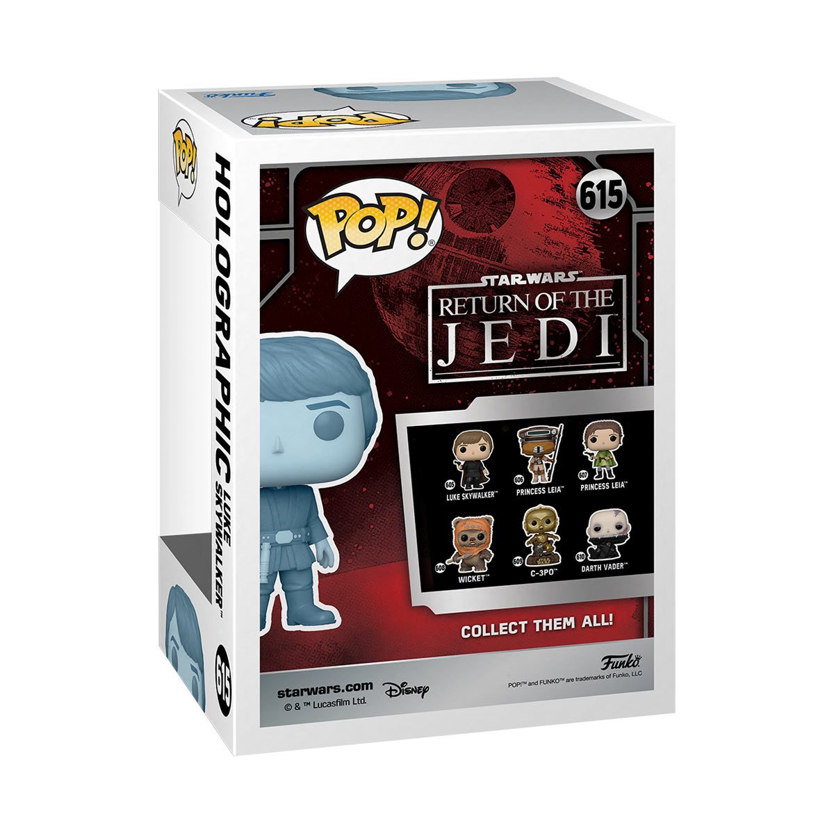 POP! Star Wars: Return of the Jedi 40th - Hologram Luke Glow-in-the-Dark Entertainment Earth Exclusive