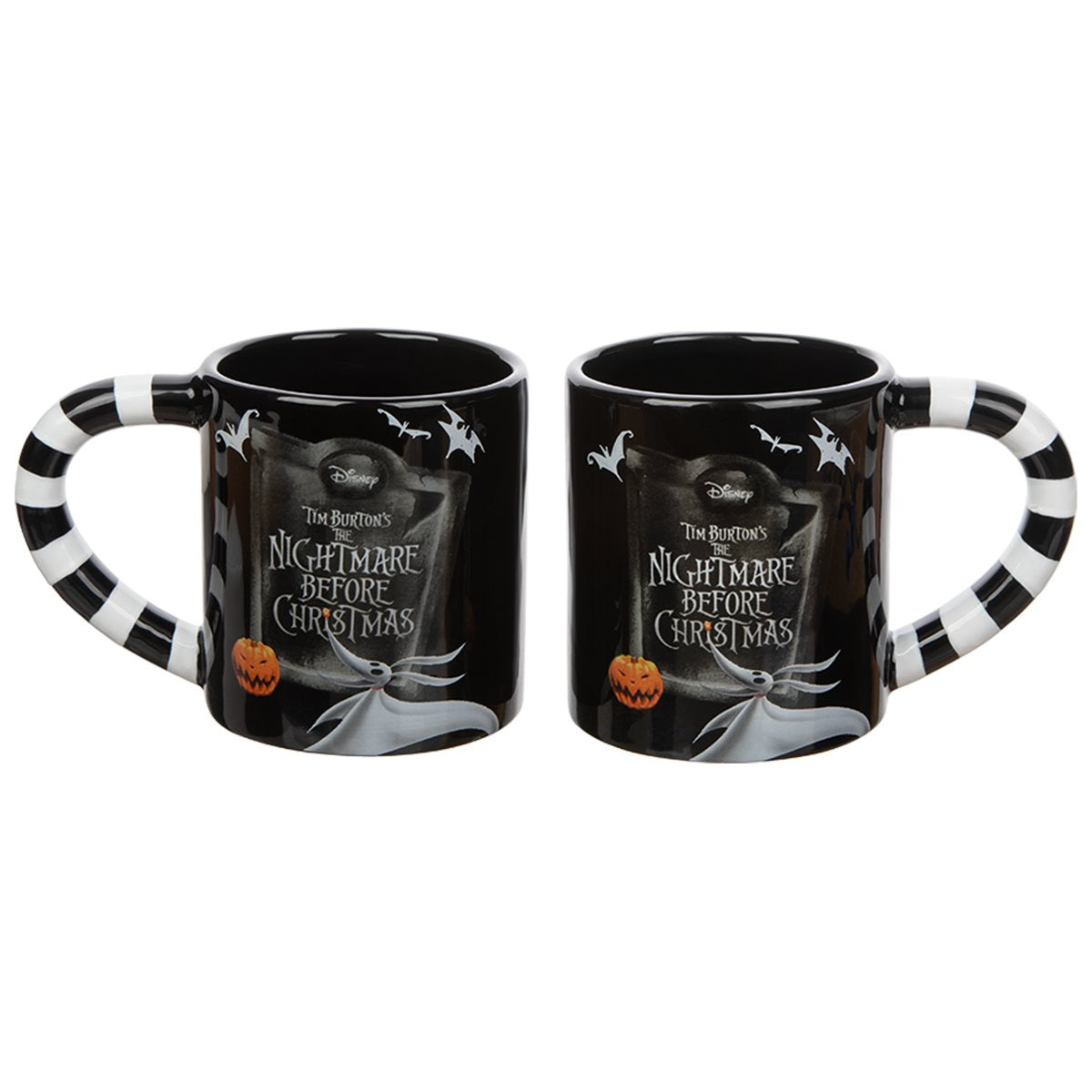 Nightmare Before Christmas Jack and Sally 20 oz. Sculpted Ceramic Mug 2-Pack