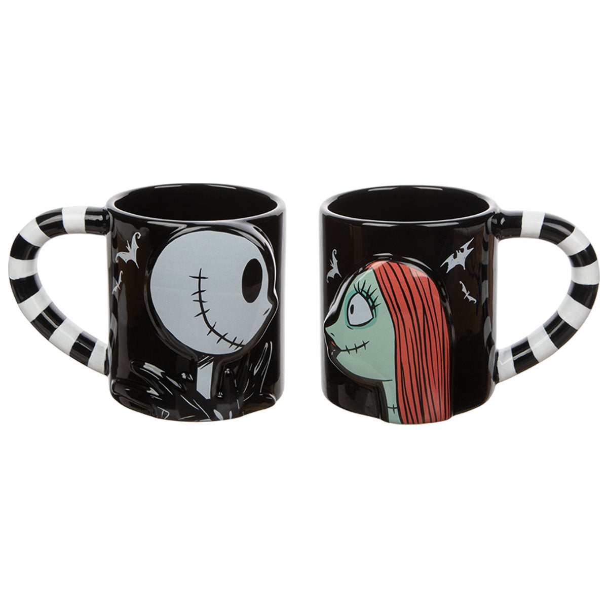 Nightmare Before Christmas Jack and Sally 20 oz. Sculpted Ceramic Mug 2-Pack