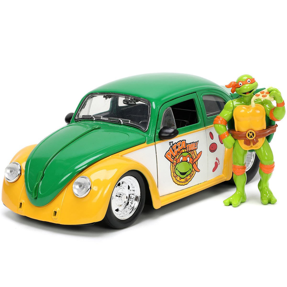Teenage Mutant Ninja Turtles - Volkswagen Beetle 1:24 Scale Die-Cast Metal Vehicle with Michelangelo Figure