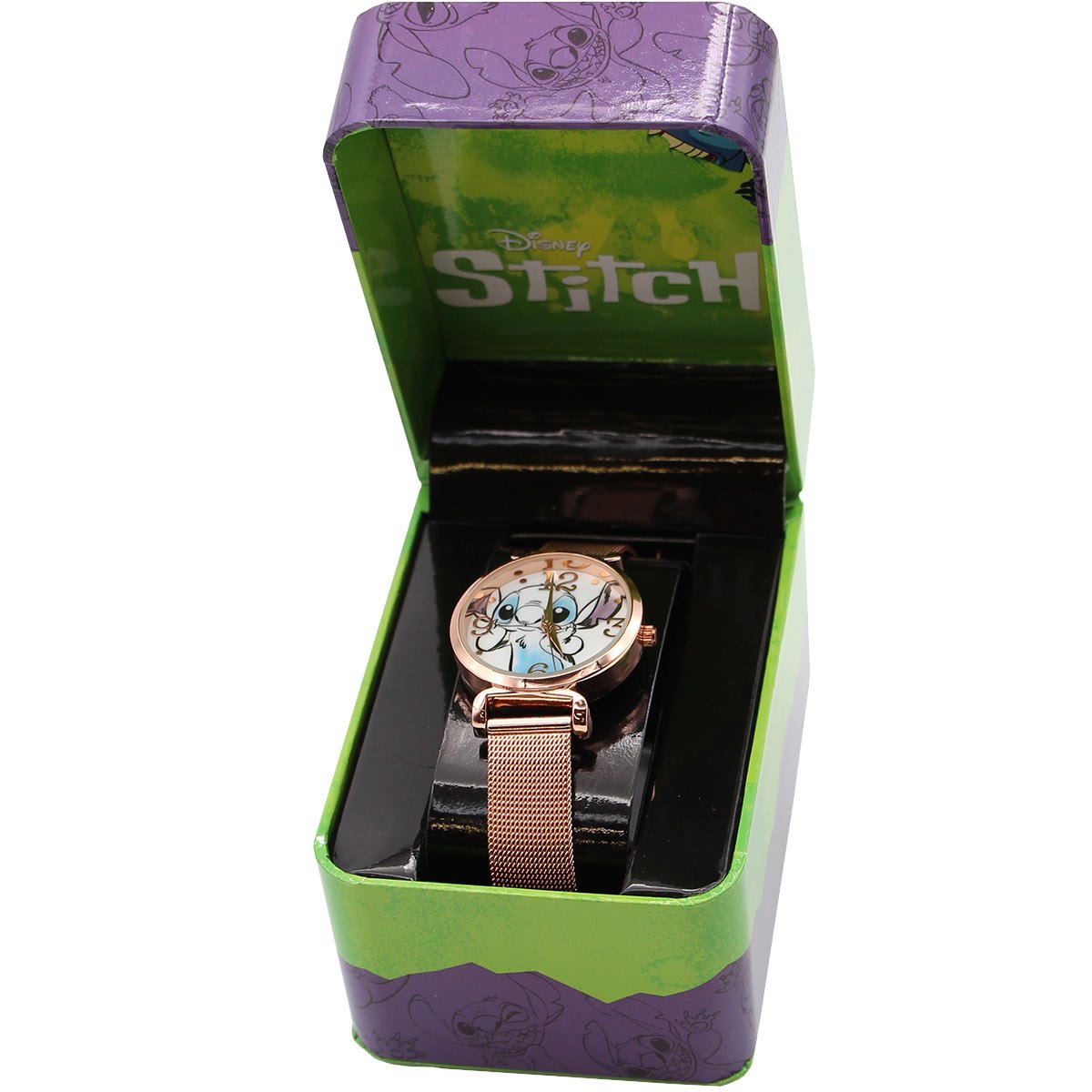 Lilo & Stitch - Rose Gold Mesh Stitch Round Watch