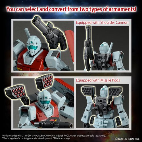 Mobile Suit Gundam GM Shoulder Cannon and Missile Pod High Grade HG 1:144 Scale Model Kit