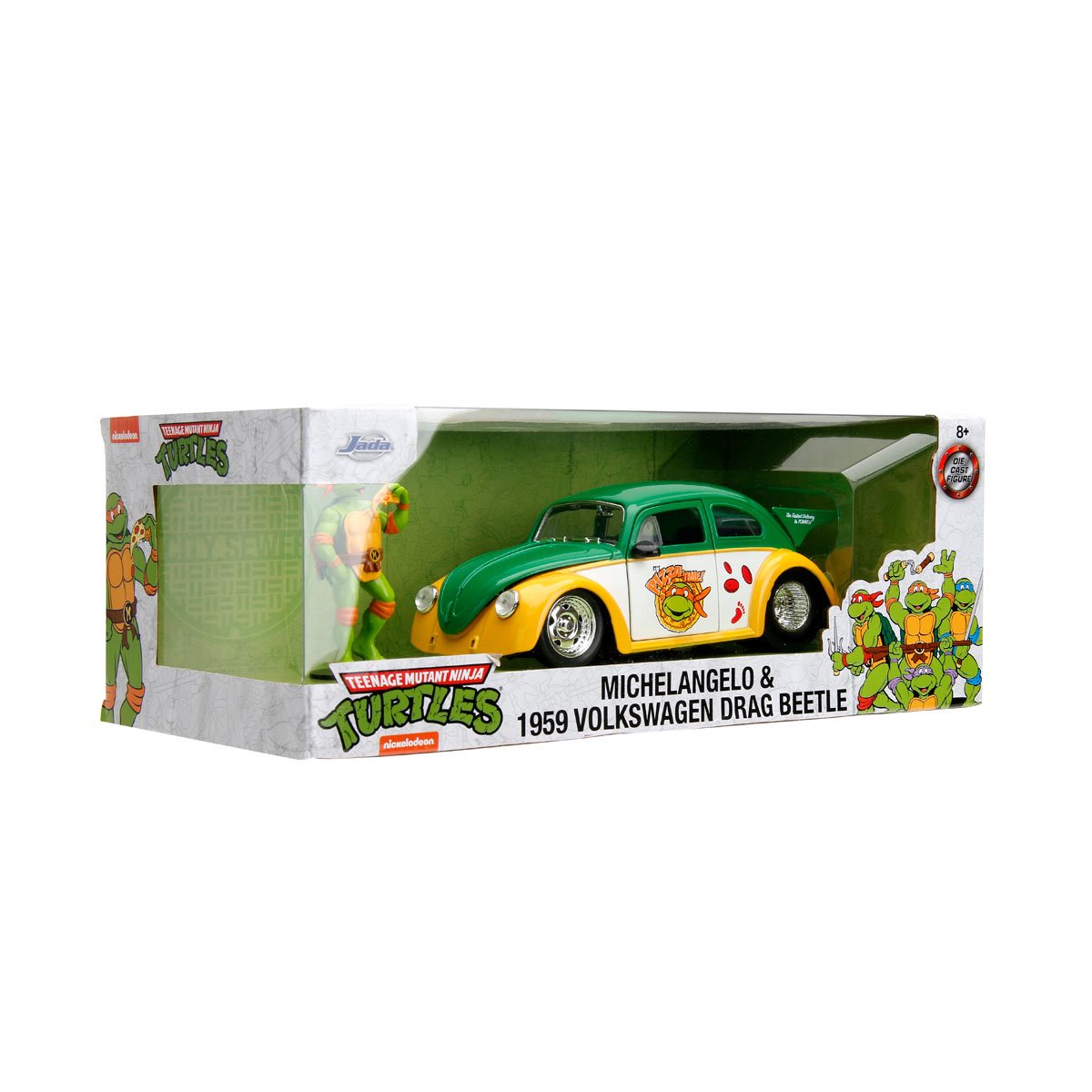 Teenage Mutant Ninja Turtles - Volkswagen Beetle 1:24 Scale Die-Cast Metal Vehicle with Michelangelo Figure
