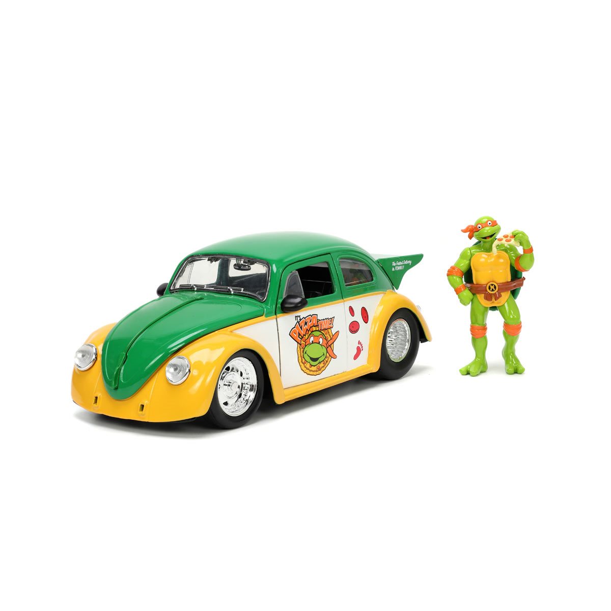Teenage Mutant Ninja Turtles - Volkswagen Beetle 1:24 Scale Die-Cast Metal Vehicle with Michelangelo Figure