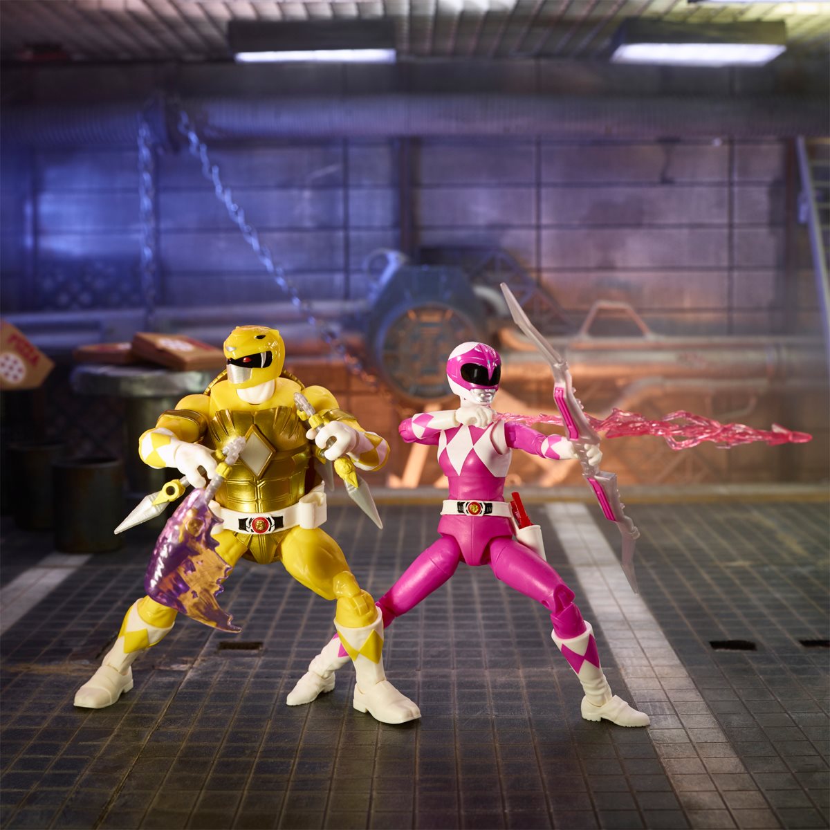 Power Rangers X Teenage Mutant Ninja Turtles: Lightning Collection - Michelangelo Yellow and April Pink Action Figures