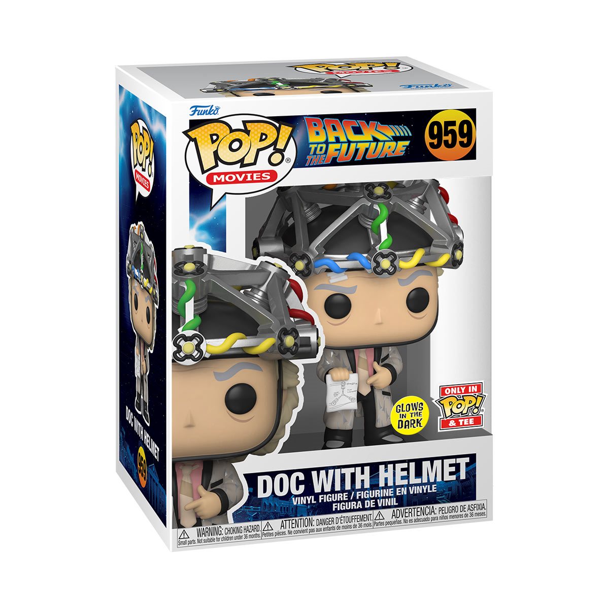 Pop! Back to the Future Doc with Helmet Glow-in-the-Dark with Adult T-Shirt